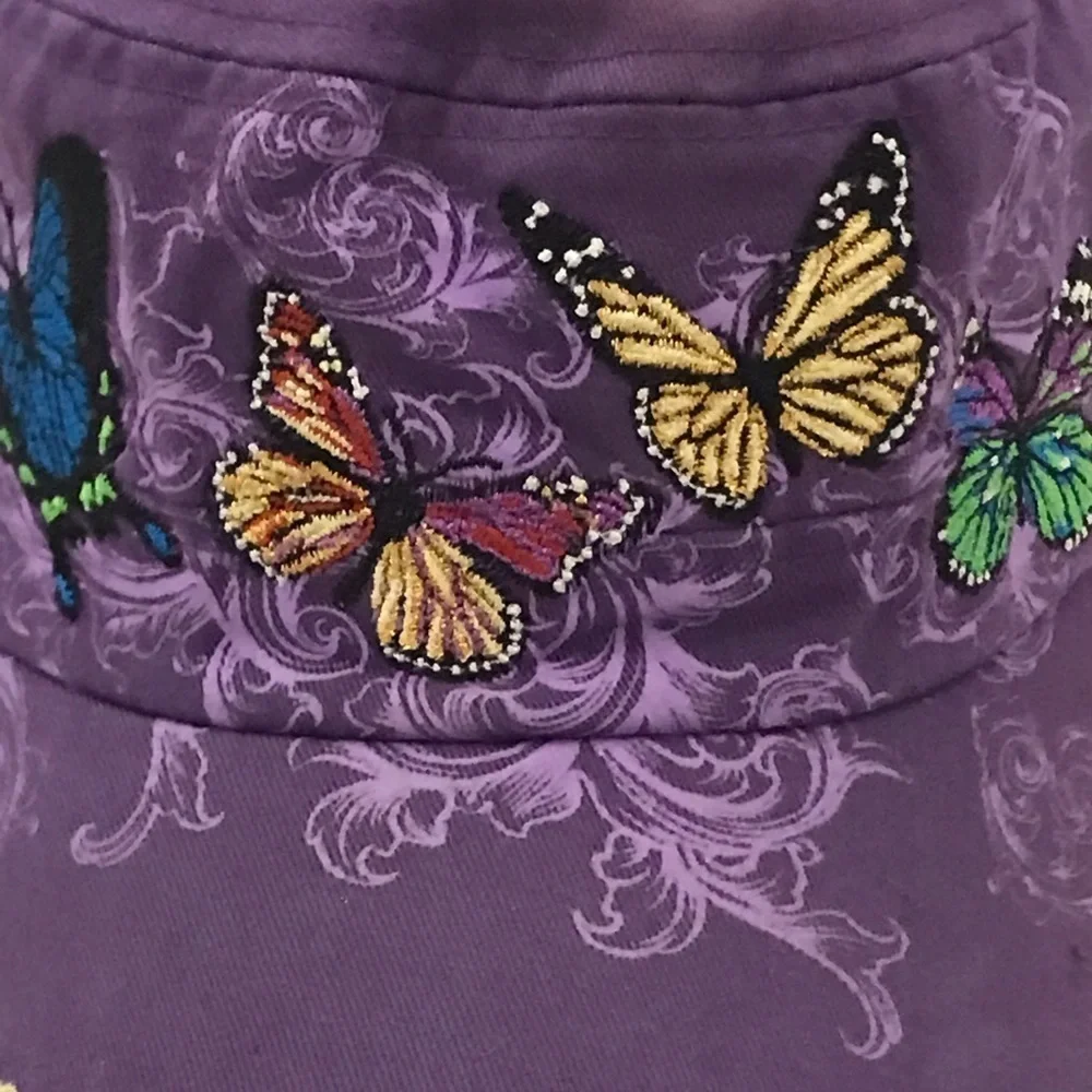 Kids Tees Adjustable Girls Purple Butterfly Cap for Schlitterbahn